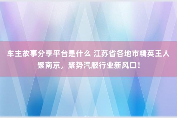 车主故事分享平台是什么 江苏省各地市精英王人聚南京，聚势汽服行业新风口！