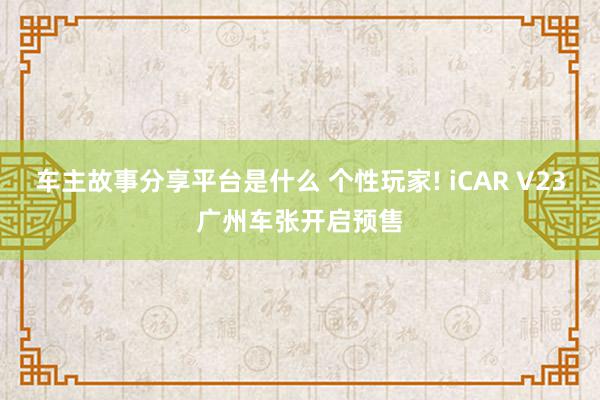 车主故事分享平台是什么 个性玩家! iCAR V23广州车张开启预售