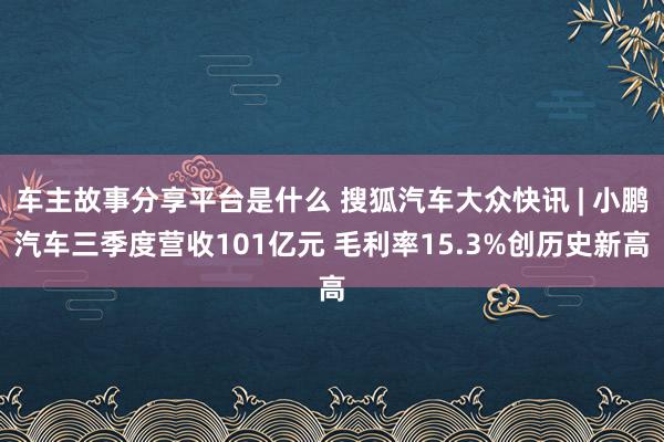 车主故事分享平台是什么 搜狐汽车大众快讯 | 小鹏汽车三季度营收101亿元 毛利率15.3%创历史新高