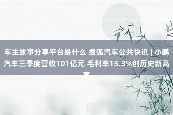 车主故事分享平台是什么 搜狐汽车公共快讯 | 小鹏汽车三季度营收101亿元 毛利率15.3%创历史新高