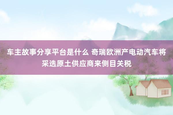 车主故事分享平台是什么 奇瑞欧洲产电动汽车将采选原土供应商来侧目关税